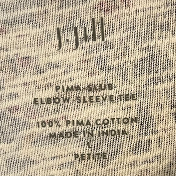 J Jill Pima-Slub Cotton Elbow Sleeve Scoop Neck Tee EUC Sz Petite L - Picture 4 of 4